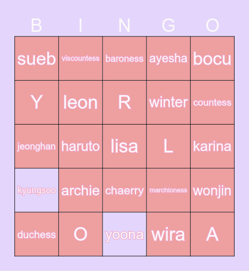 laivlisa Bingo Card