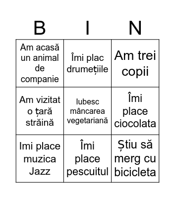 Caută trei persoane care pot afirma : Bingo Card
