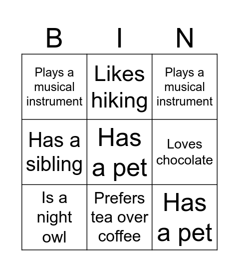 Untitled Bingo Card