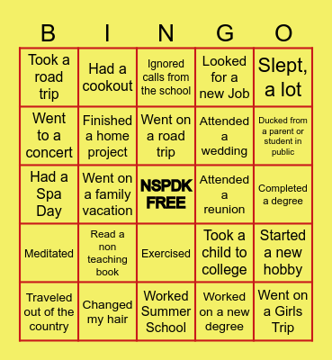 Summer Vacation Teachers Addition Bingo Card