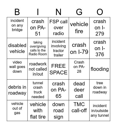 TMC Bingo Card