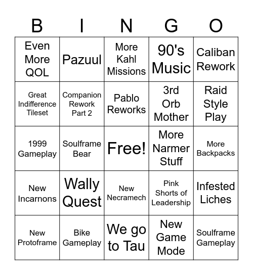 Tennocon 2024 - W.WF Bingo Card