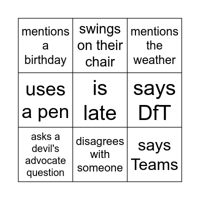 Cross off when someone... Bingo Card