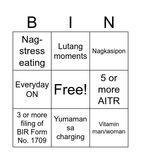 Ako to nung busy season Bingo Card