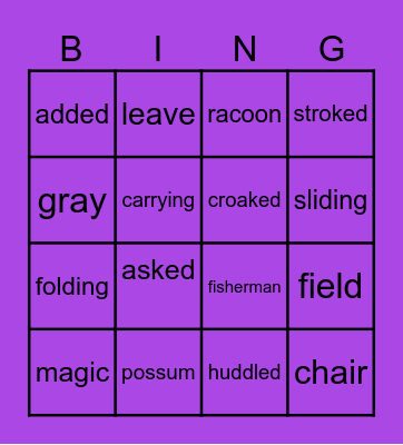 Word Fun Bingo Card