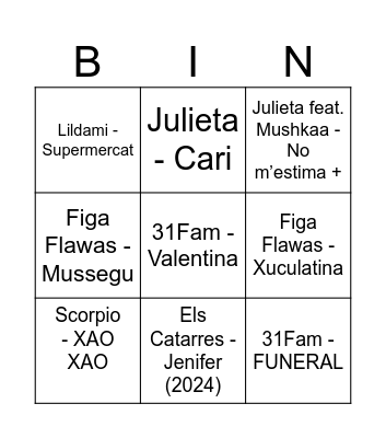 Bingo musical Bingo Card