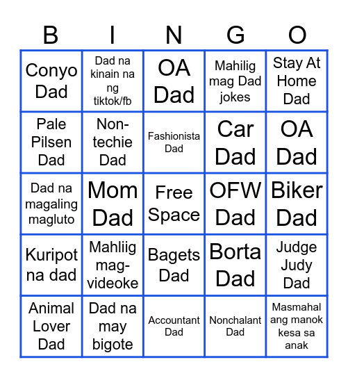 Dad Day Bingo! Bingo Card