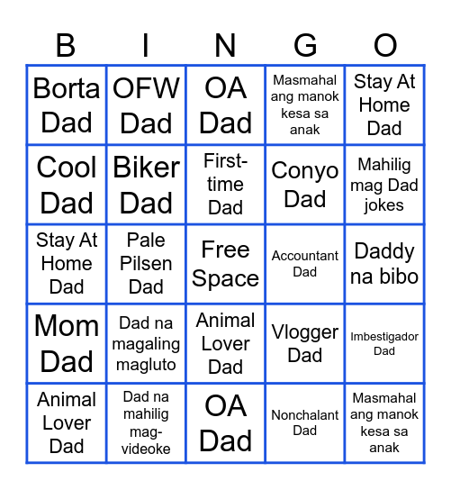 Dad Day Bingo! Bingo Card