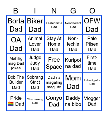 Dad Day Bingo! Bingo Card