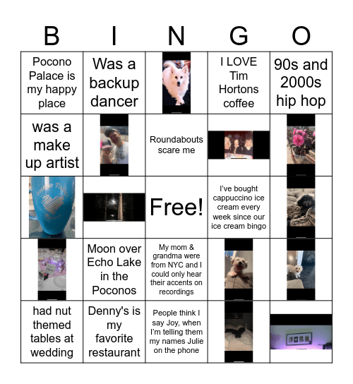 Julie Birthday BINGO Card