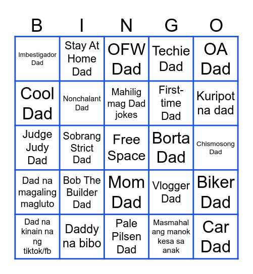 Dad Day Bingo! Bingo Card