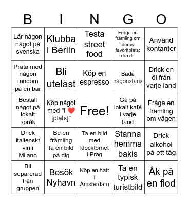 Bingo Tågluff 2024 Bingo Card