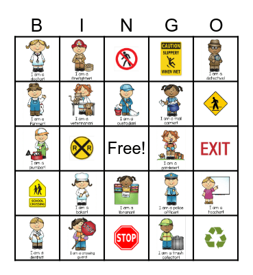 Community Helpers Bingo Card
