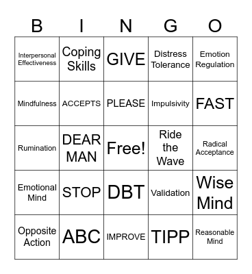 DBT BINGO Card