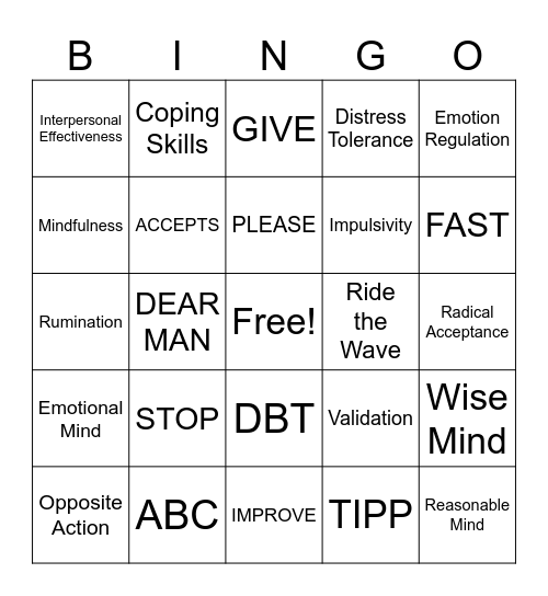 DBT BINGO Card