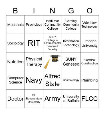 College and Career Bingo Card