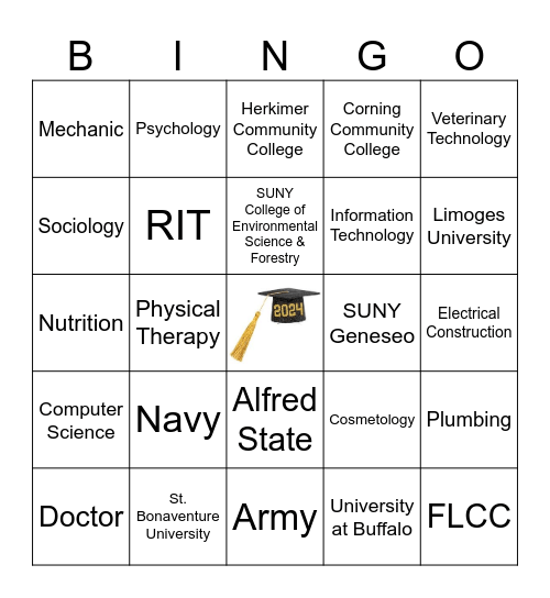 College and Career Bingo Card