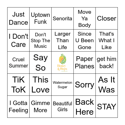 Pop Playlist Bingo Card