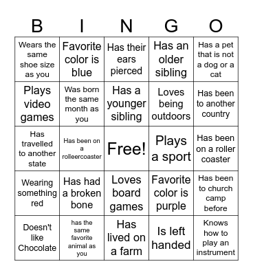 Find someone who... Bingo Card