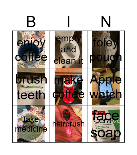 Morning routine Bingo Card