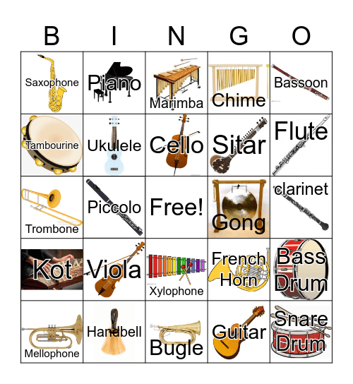 Instruments Bingo Card