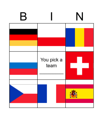 European Flags Bingo Card