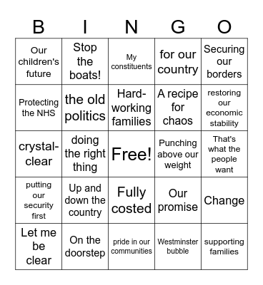 National Election Bingo! Bingo Card