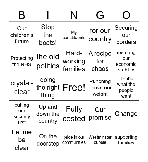 National Election Bingo! Bingo Card