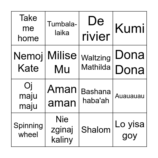 Dansnamen BINGO Card