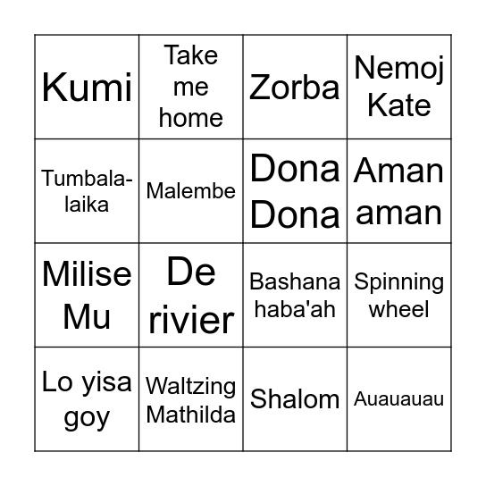 Dansnamen 2 Bingo Card