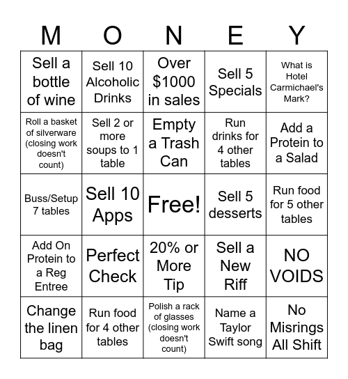 Server Bingo Card