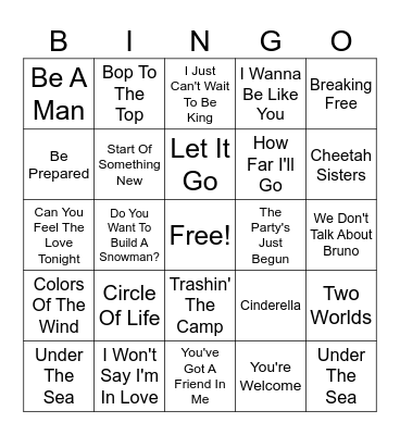 Disney Bingo Card