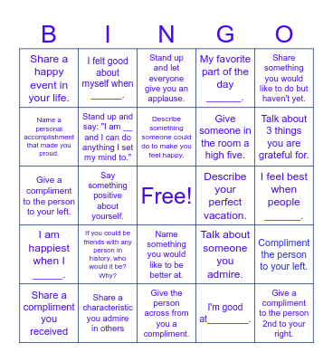 Social Bingo Card