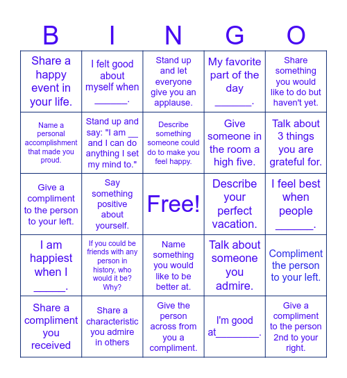 Social Bingo Card