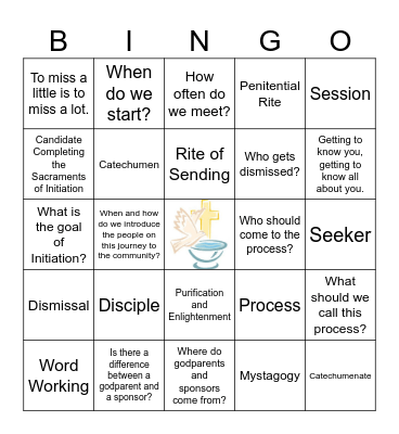 Christian Initiation Process Bingo Card