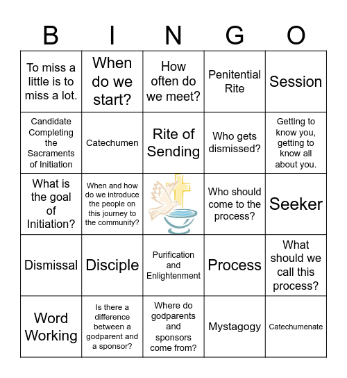 Christian Initiation Process Bingo Card