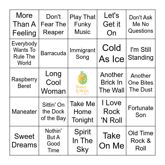 Stairway To Bingo | 70's & 80's Hits Bingo Card