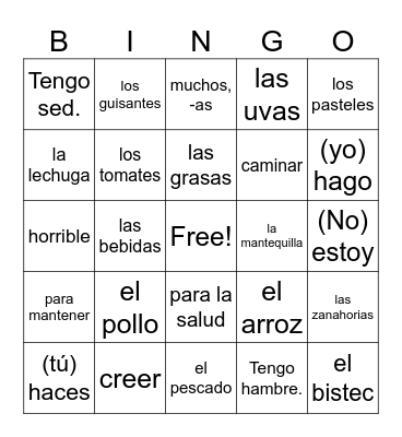 3B Para Mantener la salud Bingo Card