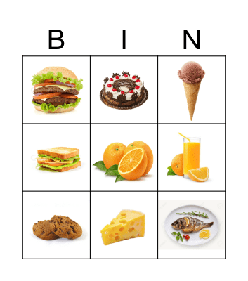 Food Bingo Card