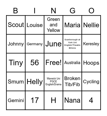 Helen's Birthday Bingo Game Bingo Card