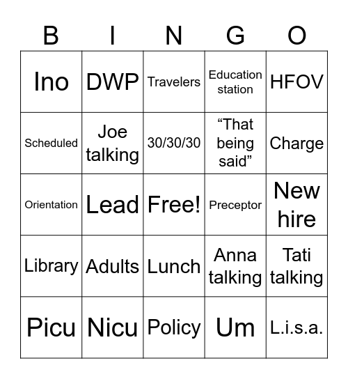 Meeting 6/11 Bingo Card
