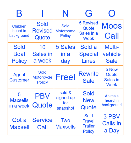 Titans Bingo Card