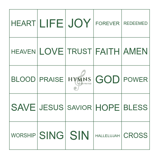 HYMNS ILLUSTRATED PLAYLIST BINGO Card