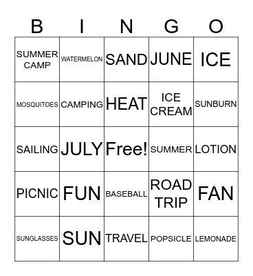 SUMMER 2 Bingo Card