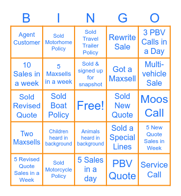 Titans Bingo Card