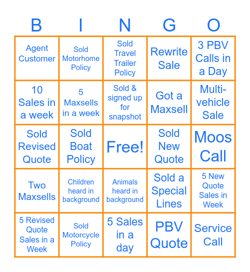 Titans Bingo Card