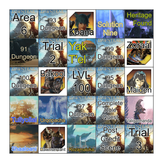 Dawntrail Bingo Card