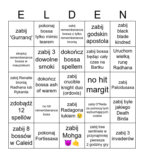 Elden bingo 😈🐐 Bingo Card