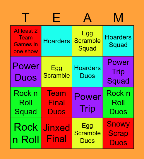 FG Team Days Update Bingo Card