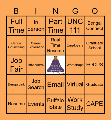 CAPE Bingo Bonanza Bingo Card